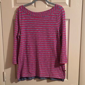 Talbots Red and Blue Striped Top